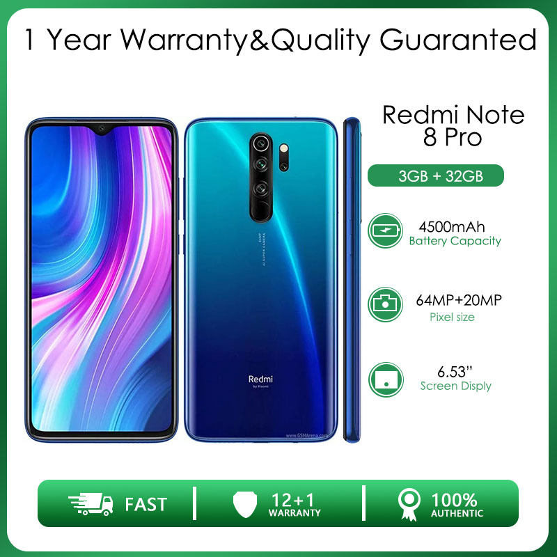 Xiaomi Redmi Note 8 Pro 6G RAM + 64GB/128GB ROM Smartphone 108MP Camera Snapdragon 732G 120Hz AMOLED Display NFC