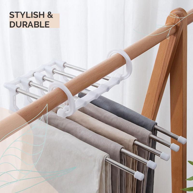5 in 1 Wardrobe Hanger Multi-functional Clothes Hangers Pants Stainless Steel Magic Wardrobe Clothing Hangers For Clothes Rack