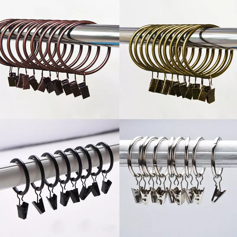 Home Decoration 10 pcs/pack  High Qaulity  Shower  Curtain Rings Clamps Drapery Clips Bath Curtain Rod Clips Window