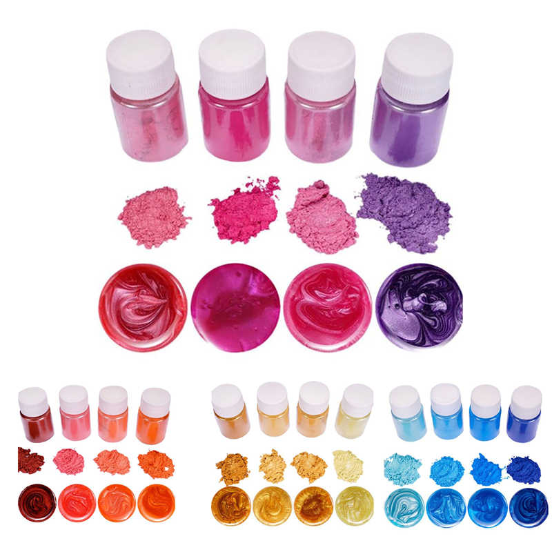 4Pcs/Set DIY Handmade Pearlescent Mica Powder Epoxy Resin Dye Pearl Pigment Resin Glue Pigments DIY Handmade Glue Pearlescent