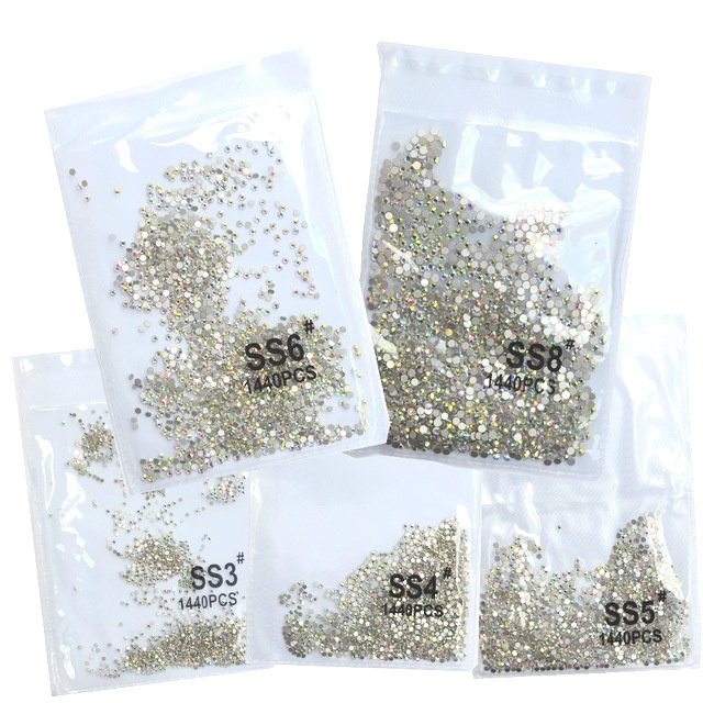 Top Gillter SS3-SS8 1440pcs Crystal AB gold 3D Non fix FlatBack Strass Sewing &Fabric Garment Nail Art Rhinestone decorations