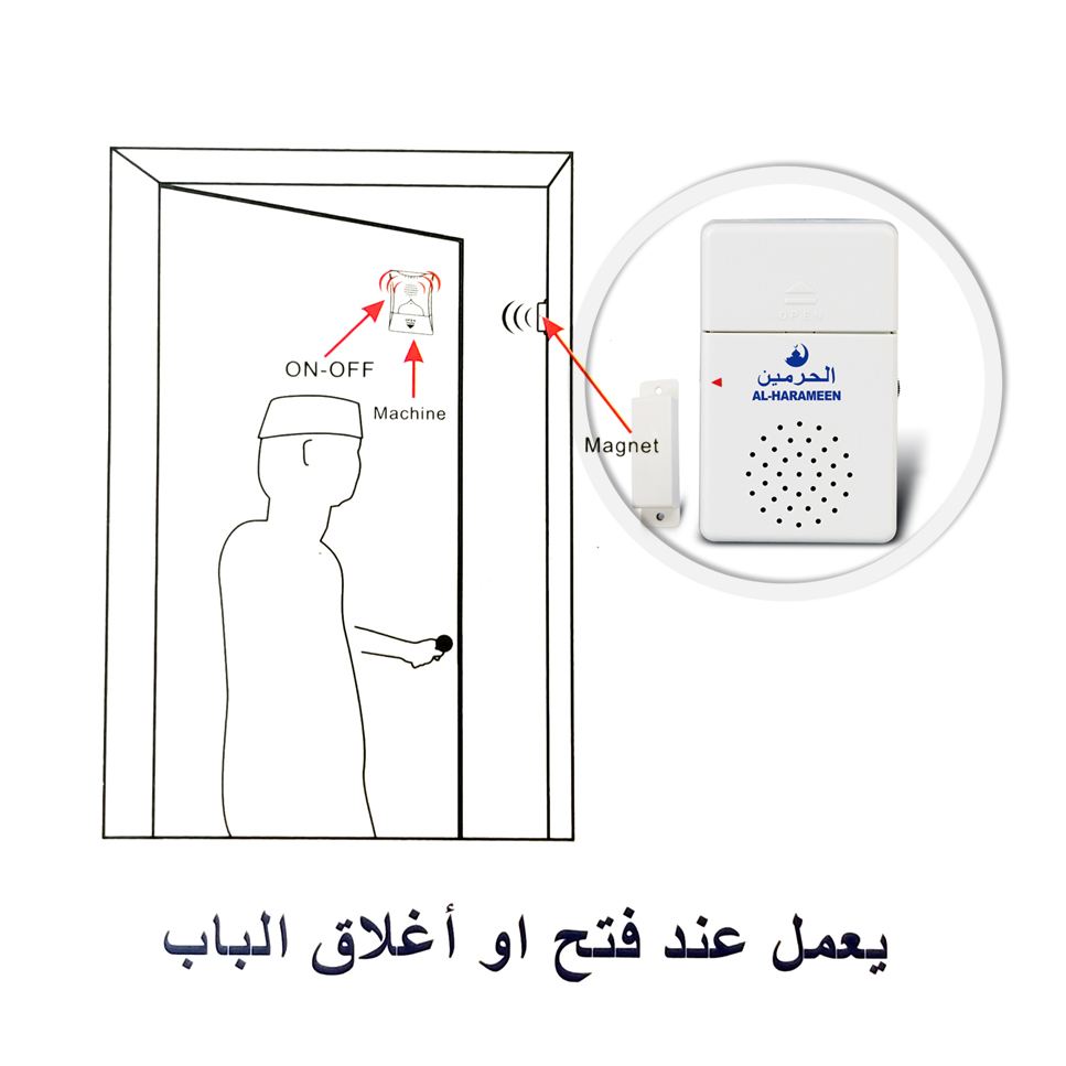 Magnetic Door Sensor with Alarm for Muslim Family Athkar Machine Islam Doorbell AL-Harameen  Volume Adjustable Easy Install