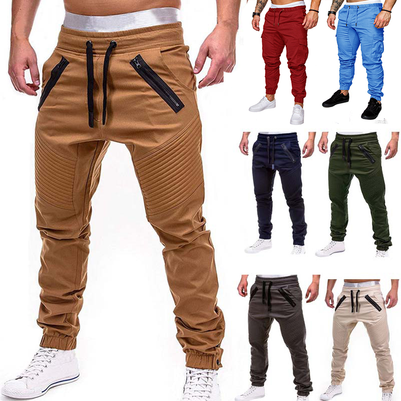 Men Casual Joggers Pants Solid Thin Cargo Sweatpants Male Multi-pocket Trousers Mens Sportswear Hip Hop Harem Pencil Pants