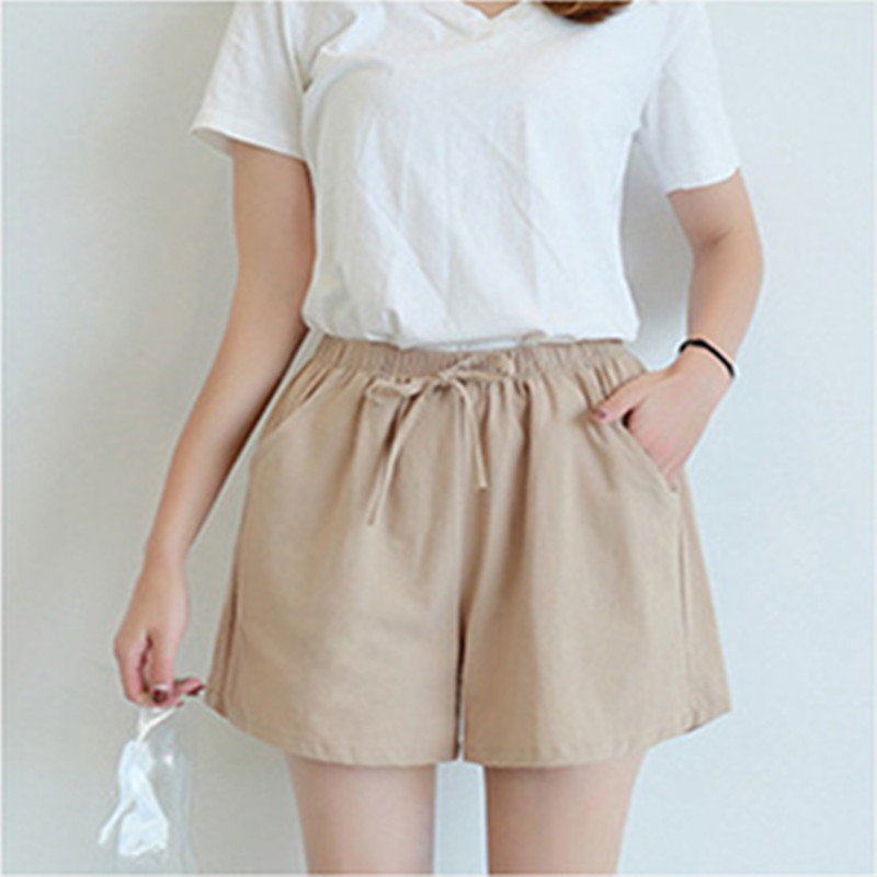  Women's Shorts Summer Casual Cotton Linen Shorts  Mid Waist Short  Woman Streetwear Short Pants
