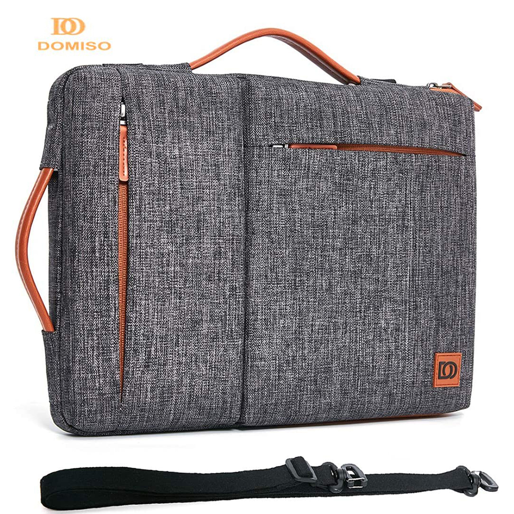 DOMISO Multi-use Strap Laptop Sleeve Bag With Handle For 10" 13" 14" 15.6" 17" Inch Laptop Shockproof Computer Notebook Bag，Grey