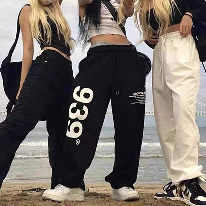 Oversized Text Women pants Black Jogging Sweatpants Women for pants Baggy Sports Pants Jogger High Waist Casual Female Trousers