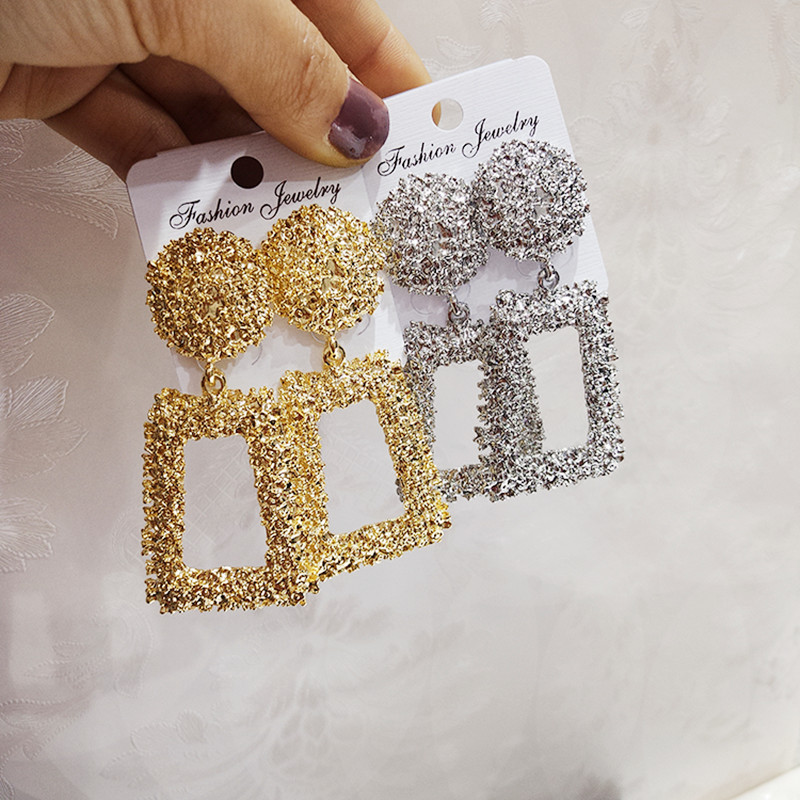 Vintage Geometric Earrings for Women Statement Earring  Jewelry Carved Metal Gold Color Earing  Jewelry Trendy Gift