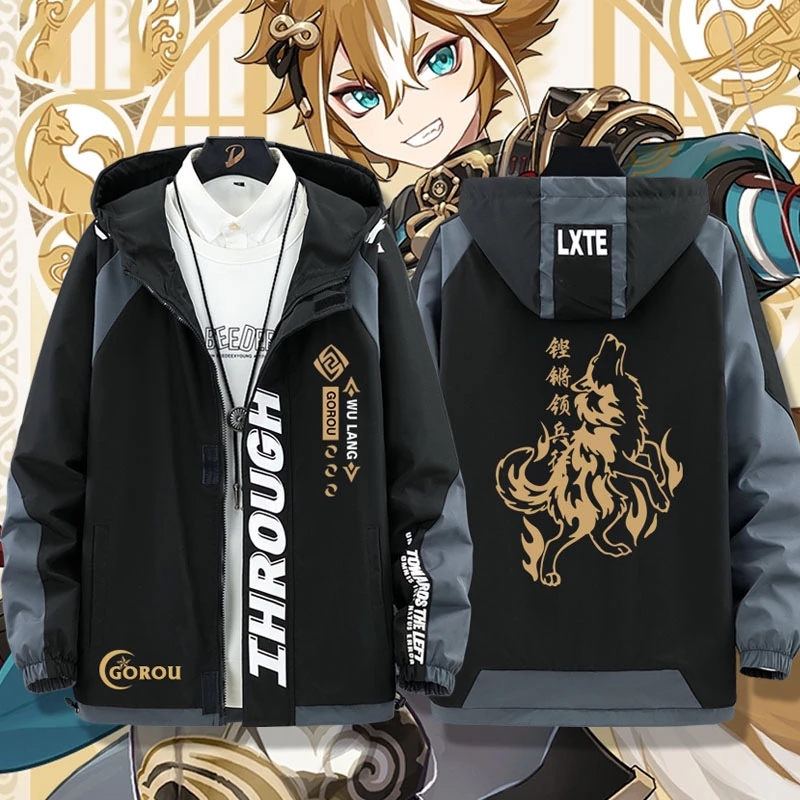 Game Genshin Impact Gorou Cosplay Costume Gorou Hooded long Sleeve Jacket Cardigan Tee Student Unisex Casual  Sweatshirt