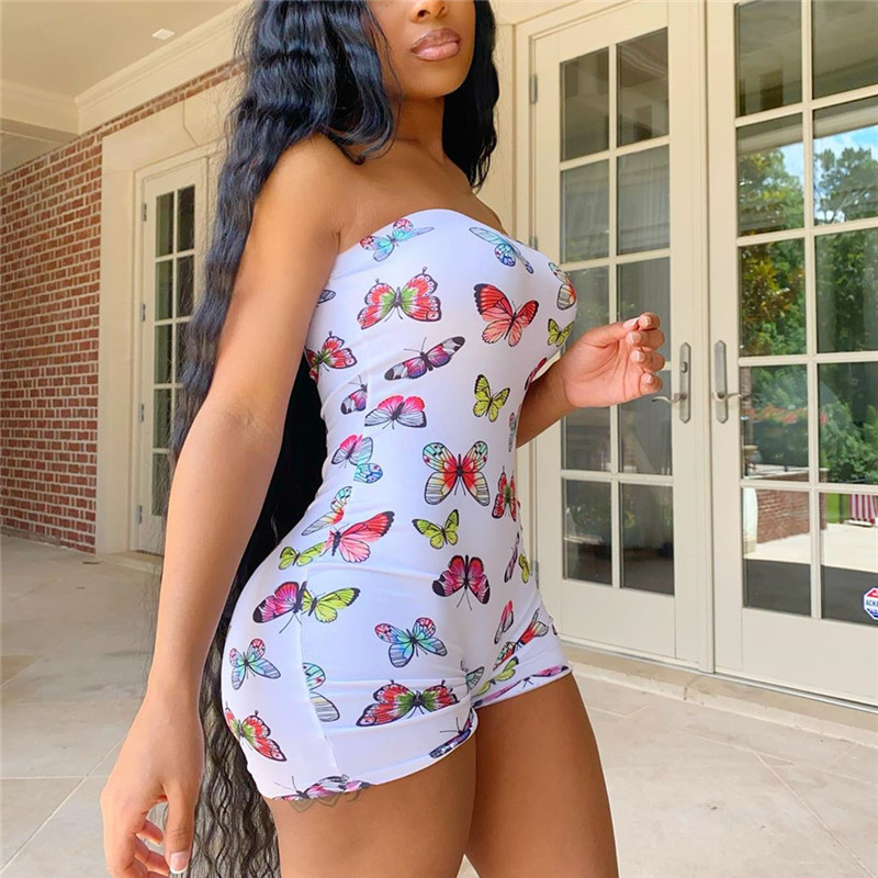  Summer Sexy Jumpsuit Women Off Shoulder Bodycon Butterfly Rompers Womens Casual Shorts Clubwear Playsuits Jumpsuits