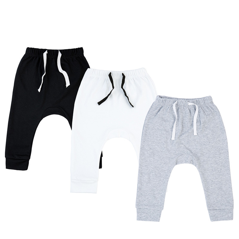  Newborn Pants Black and White Solid Spring and Autumn  Baby Cotton Soft Boy Trousers Pants