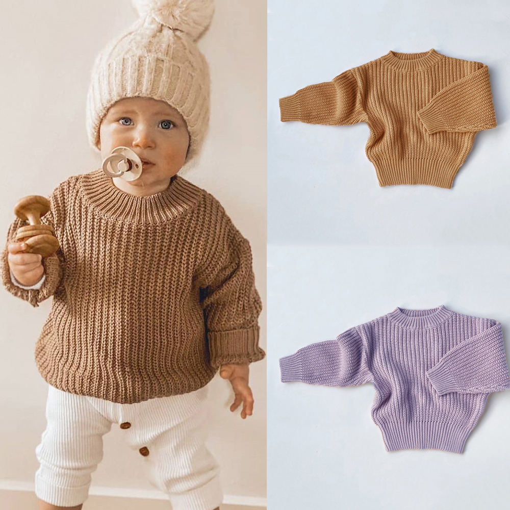 Autumn Winter  Toddler  Girls Solid Long Sleeve Sweaters Coat Children Sweaters Kids Knitting Pullovers Tops