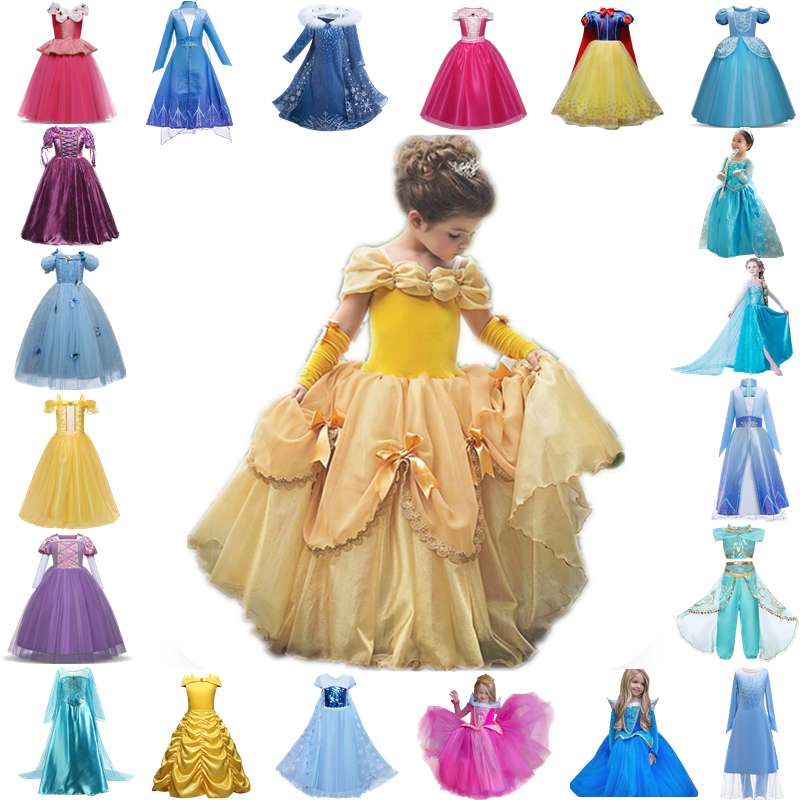 Girls Princess Costume Kids Halloween Party Cosplay Dress Up Children  Disguise 4-10 Years Clothes