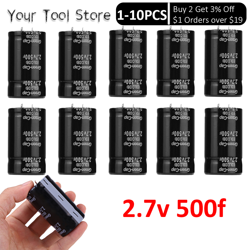 1-10PCS 2.7v 500f Electrolytic Capacitor Farad Capacitor Electronic Metal Components For Automobiles Circuits