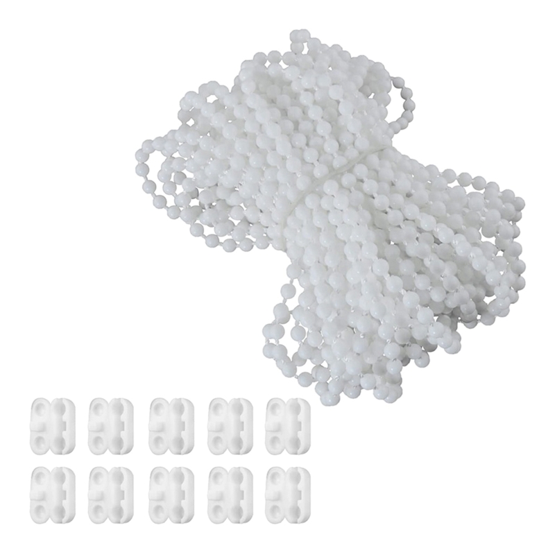 10 Meters Plastic Roller Blind Roman Vertical Shade Beaded Chain Pull Cord Window Curtain Beads Rope with Connectors Spare Tool