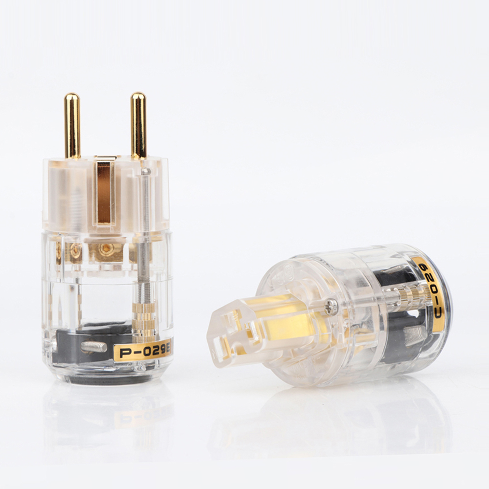 HI-End Schuko Plug EU Version Power Plugs for Audio Power Cable 24K Gold Plated Male Plug Female IEC Connector