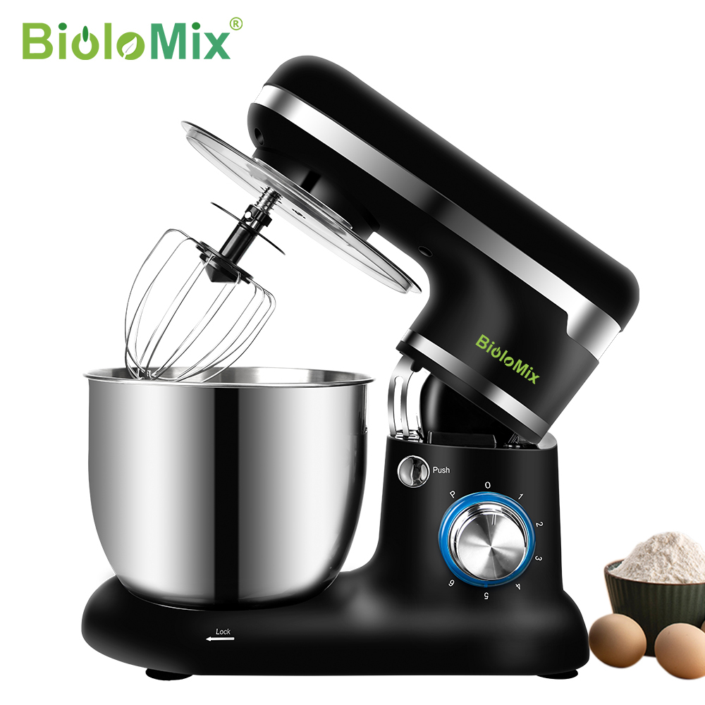 BioloMix Stand Mixer Stainless Steel Bowl 6-speed Kitchen Food Blender Cream Egg Whisk Cake Dough Kneader Bread Maker
