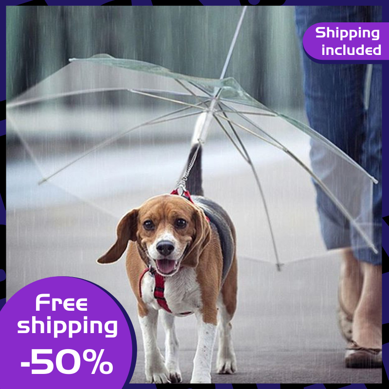  Pet Umbrella Leash Rainproof Snowproof Dog Umbrella Leash for Small Dogs Adjustable Doggy Umbrella