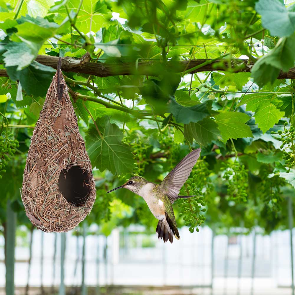 Natural Bird Hut For Outside Hand-Woven Roosting Nest Bird Hut For Yard Decoration Hummingbird House High  Bird Nest