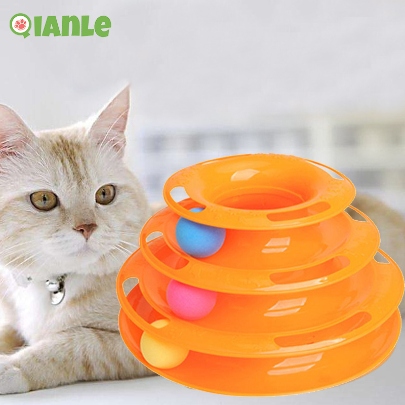 Cat Toy Tower Three-Layer Round Cat Turntable with Three Balls Cat Intelligence Amusement Triple Teaser Puzzle Track Toy Juguete