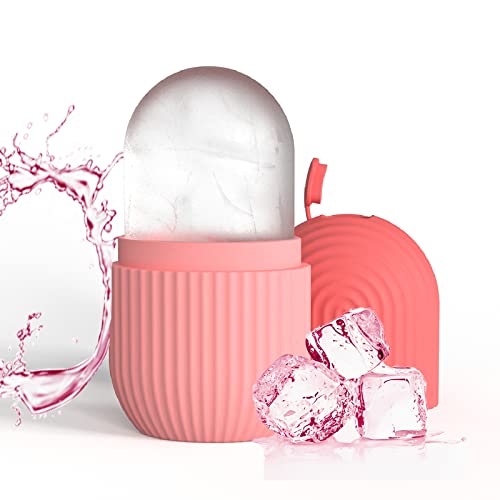 Ice Face Roller, Reusable Silicone Mold Face Massage Eye Facial Beauty Skin Care Tools Apply Ice for Shrink Pores Anti Wrinkle Reduce Puffiness Improve Skin Elasticity, Striped, Pink
