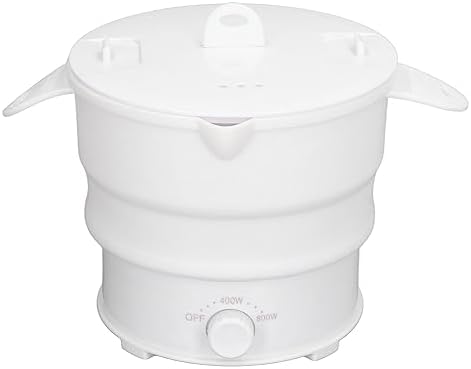 Travel Foldable Electric Pot, 1.2L Folding Electric Cooker Stainless Steel Base Wide Application with Steam Rack for Household (US Plug 110V)