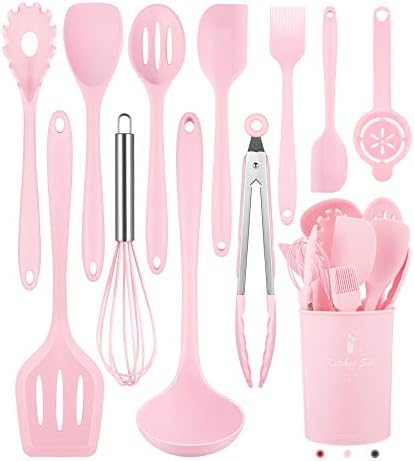 Kitchen Utensils Set-12 Pieces Silicone Cooking Utensils Set (Dishwasher Safe) 392°F Heat Resistant Spatula Set, Nonstick Cookware