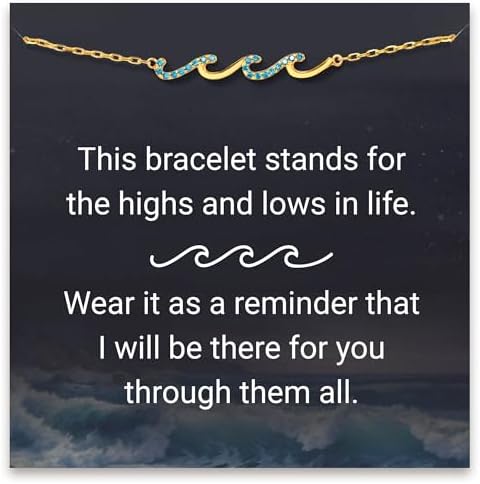 STORYJEWELLERY Wave Bracelets, Birthday Gifts for Women, Gifts for Mom, Sister Birthday Gifts, Daughter Gifts from Mom, Mom Birthday Gifts, Daughter Bracelets, Mothers Day Gifts, Christmas Gifts