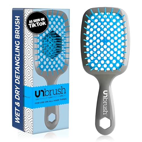 FHI Heat UNbrush Detangling Brush for Pain-Free Brushing on All Wet or Dry Hair Types — Durable DuoFlex Anti-Static Bristles, Lightweight Handle, Vented Hair Brush