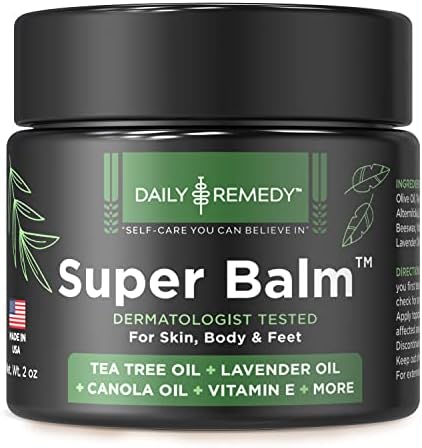 DAILY REMEDY Tea Tree Oil Extra Strength Super Balm - Athletes Foot Cream Combats Ringworm, Jock Itch, Nail Issues - Nourishes Cracked Itchy Skin on Body & Feet - Made in USA