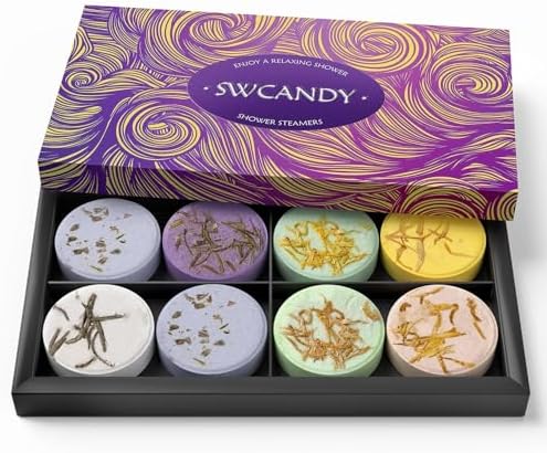 Shower Steamers Aromatherapy Birthday Gifts for Women - SWCANDY 8 Pcs Stocking Stuffers Christmas Gifts for Mom Men Teen Adults Bath Bombs Self Care with Natural Essential Oils Relaxation Home SPA