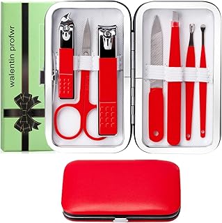 Manicure Set Nail Clipper Set Women Men Stainless Steel Toe Finger Nail Clippers Kit Personal Care Tools with Portable Travel Case Manicure Tools Grooming Kit for Women Men Friends(Red)