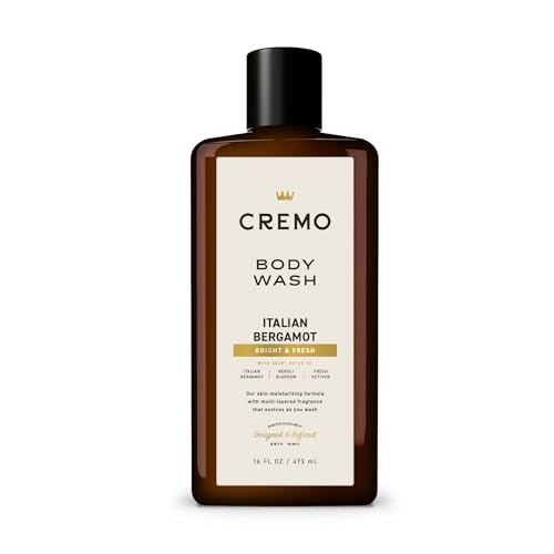 CREMO Rich-Lathering Italian Bergamot Body Wash, Notes of Italian Bergamot, Neroli Blossom, and Fresh Vetiver, 16 Fl Oz (Packaging May Vary)