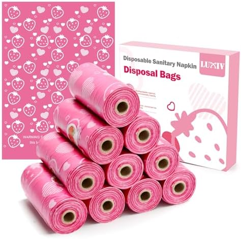 150Pcs Sanitary Napkin Disposal Bags, Luxiv Pink Disposable Sanitary Bag Personal Care Disposal Bags for Tampons Trash Bag, Disposable Mini Bag for Women Privacy Handling Bag Diaper Sack (Pink)
