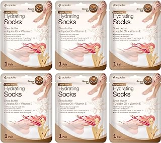 Epielle Hydrating Foot Masks (Socks 6pk) for foot cracked and dry heel to toe and callus Spa Masks - Shea butter + Jojoba Oil + Vitamin E Moisturize, Mothers Day GIfts