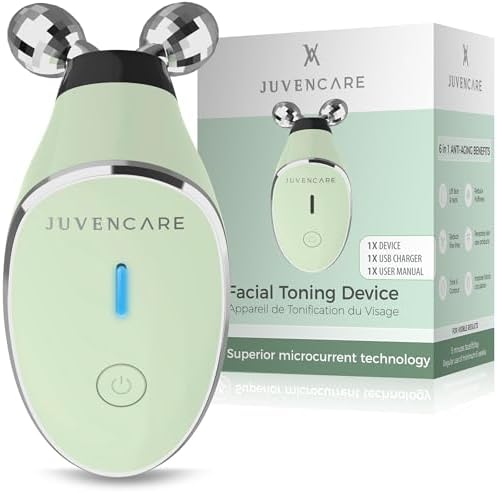 Microcurrent Facial Device - 6 in 1 Advanced Face Microcurrent Device - Rejuvenating Facial Microcurrent Device Anti-Aging Microcurrent Facial Devices Boost Skin Care Products Absorption (Light Green)