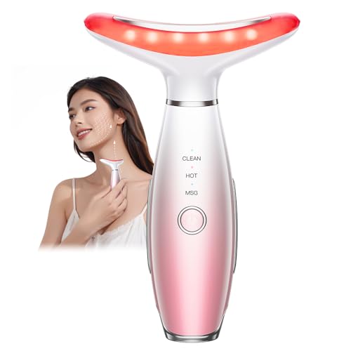 3 Color Face Massager, Face Sculpting Tool for Double Chin, Facial Massager, Face Neck Massager with Vibration and Heat, Beauty Device at Home (Pink)