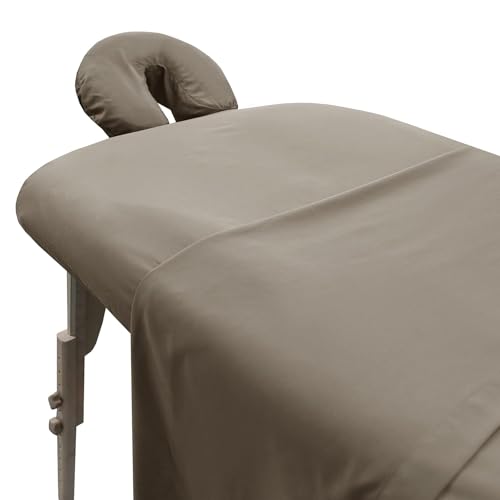 LONDON LINENS Soft Microfiber Massage Table Sheets Set 3 Piece Set - Includes Massage Table Cover, Massage Fitted Sheet, and Massage Face Rest Cover (Walnut), Pack of 2