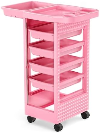 Salon Cart Hair Styling, Wheels and 5 Drawers, Salon Cart for Hair Stylist, Hair Cart for Extra Hairdresser Storage, Salon Trolley Equipment for Hair Stylists, Barbers, Hairdresser, Beauty, Tattoo
