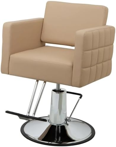Buy-Rite Icon Styling Chair for Professional Salons & Barbers, Wide Seat and Detailed Quilted Embroidery, Steel Frame, Hydraulic Pump, One Piece Foam Cushion, YLG-192 (Sand)
