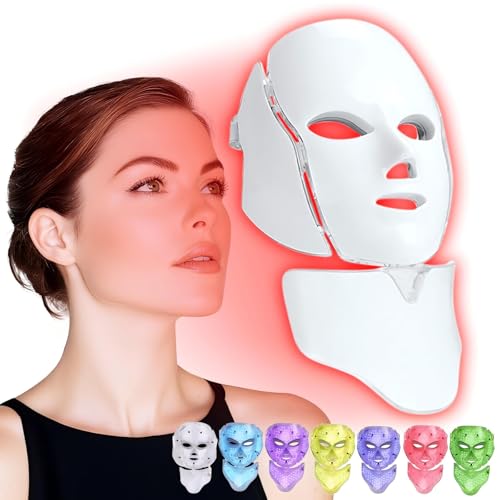 Red Light Therapy for Face, LED Facial Light Therapy Mask, 7 Led Light Therapy Facial Skin Care Mask At Home