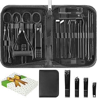 Manicure Set, Professional Nail Clippers Pedicure Kit 26 Pieces Nail Care Tools for Travel & Grooming (Black)