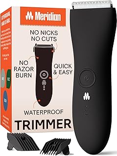 MERIDIAN Body Hair Trimmer for Men, Bikini Trimmer for Women, Ball Trimmer Men, Pubic Hair, No Nick, No Cut, No Razor Burn, Groin and Body Shaver - Waterproof & Rechargeable Body Groomer - Onyx