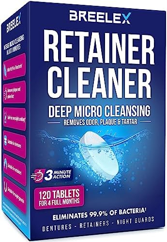Denture Cleaning Tablets - 120 Retainer Cleaner Tablets for Aligner, Mouth & Night Guard - FSA HSA Approved Products - Dental Cleanser for Nightguard - Fresh in 3 Minute - Denture Cleaner