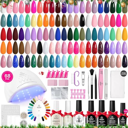 Beetles Gel Nail Polish Kit with U V Light 68 Pcs Emotional Spectrum 35 Colors Gel Polish Nail Kit with Base and Matte&Glossy Top Coat Soak Off All Season Gel Nail Kit Manicure Tools Gifts for Women