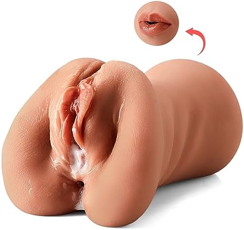 3 in 1 Pocket Pussy Male Masturbator - Adult Sex Toys for Men Penis Stimulation,Male Blowjob Stroker Toy with 3D Realistic Textured Tight Anus & Real Mouth for Man Masturbation Pleasure (Tan)