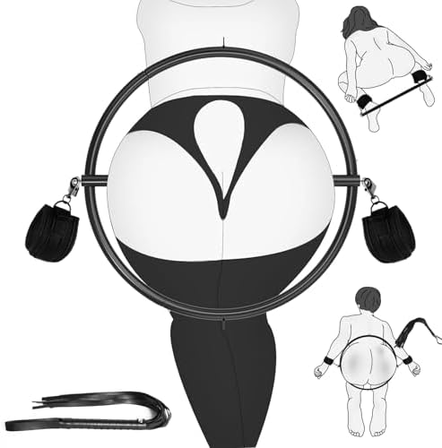 BDSM Waist and Hip Restraint Rings Sex Toy, Bondage Restraints Stainless Ring with Whip Handcuffs for Couples, Adult Toys Slave Kits with Padlocks Cuffs Spanking Games for Women & Men