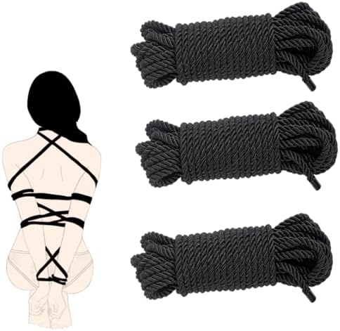 BDSM Bondage Rope Sex Restraints Adult Toys SM Starter Set for Women Men Couples 32 Feet/10m, 3 Pack (Black)
