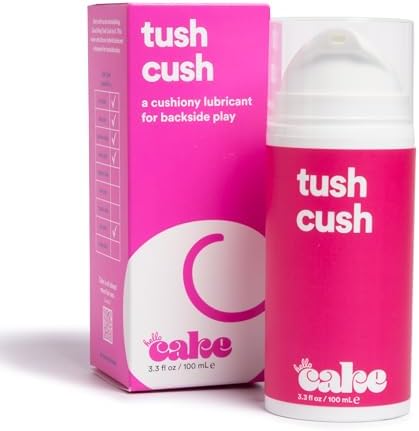 Hello Cake Tush Cush, Silicone and Water-Based Personal Lubricant, Formulated for Anal Use, Hybrid Lube for Men, Women, and Couples, 3.3 fl oz