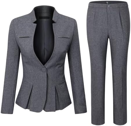 YUNCLOS Women's Elegant Business 2 Piece Office Lady Suit Set Work Blazer Pant
