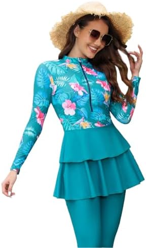 FYMNSI Muslim Burkini Swimsuits for Women Modest Islamic Swimwear Full Body Swimming Dress Tops Pants Hijab 3 Piece Rashguard